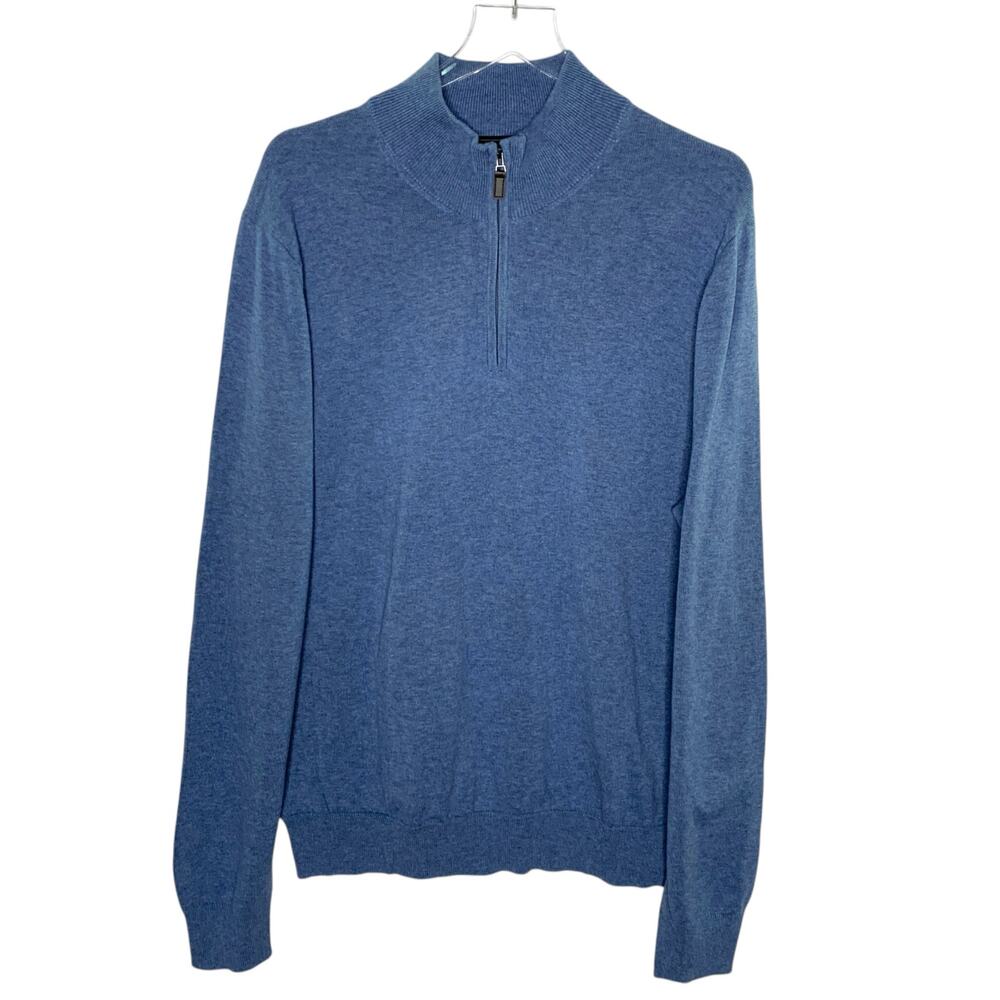 Jos A Bank XL NEW Traveler Collection Pima Cotton ¼ Quarter Zip Sweater Blue